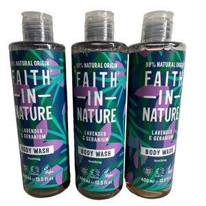3x FAITH IN NATURE Soothing LAVENDER & GERANIUM Body Wash 13.5‎ FL OZ